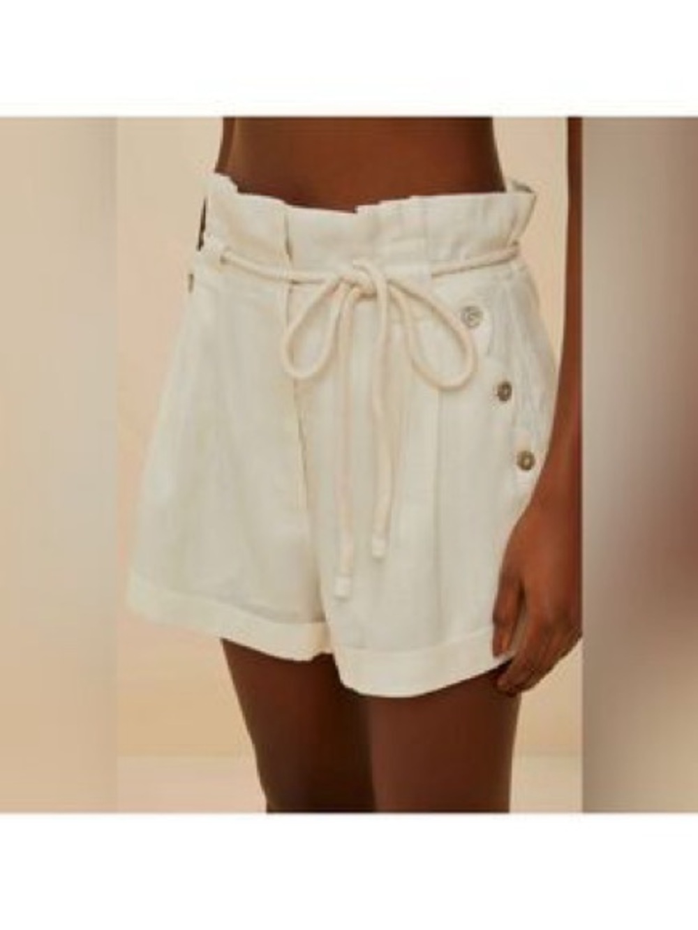 Farm Rio White Linen Button Detail Shorts – Small